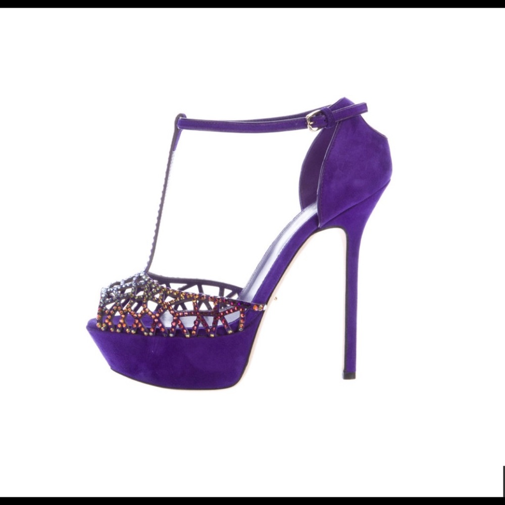 Sergio Rossi platform T-strap sandals with crystal